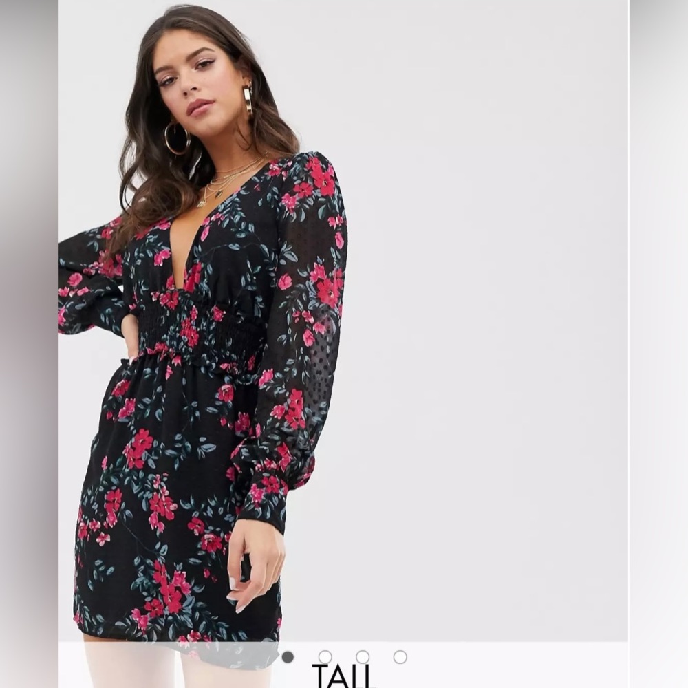 Fashion Union TALL balloon sleeved mini dress sz 8